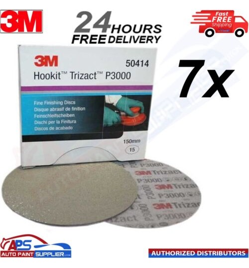 7X 3M Trizact P3000 150mm 6" Hookit Fine Finishing Sanding Discs 50414